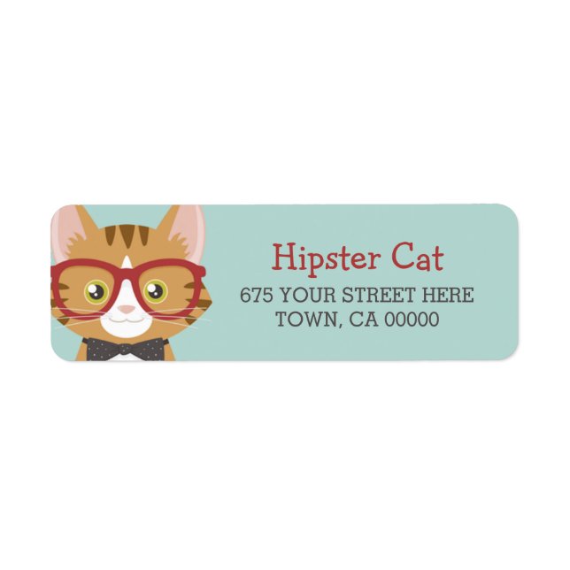 Etiqueta Naranja Tabby Hipster Gato Niños (Frente)