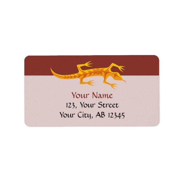 Etiqueta Naranja tribal Lizard (Frente)