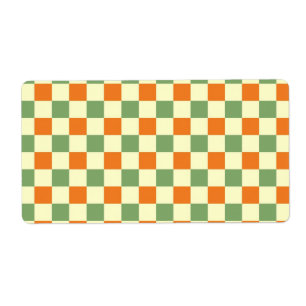 Etiqueta Naranja Verde Brown Checkered Gingham Pattern