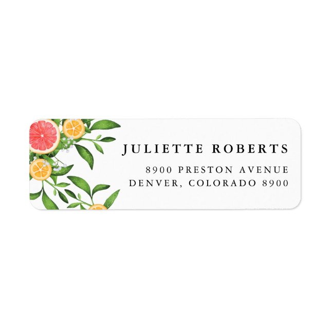 Etiqueta Naranjas acuarelas y pomelo (Frente)