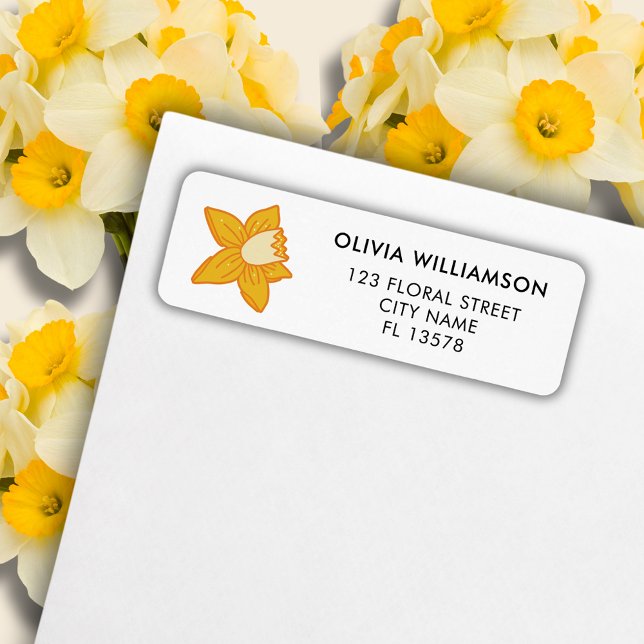 Etiqueta Narciso de primavera (Daffodil spring floral address label)