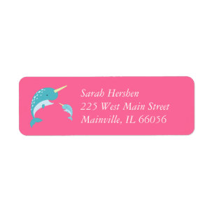 Etiqueta Narwhal Baby Shower Pink Chica Cute