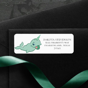 Etiqueta Narwhal Green   Dirección de Personalizado de Mint