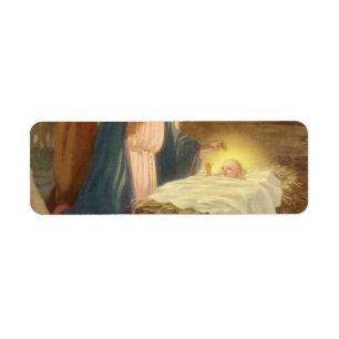 Etiqueta Natividad de Navidad Vintage, María José Niño Jesú