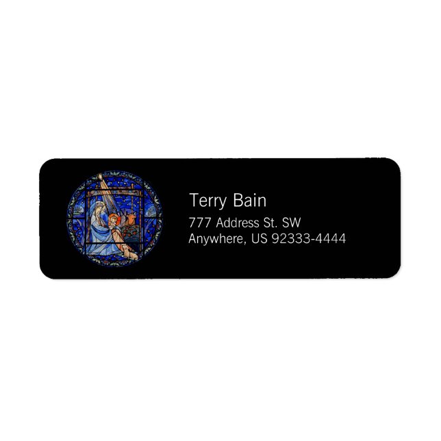 Etiqueta Natividad del estilo de vidrio manchado (Frente)