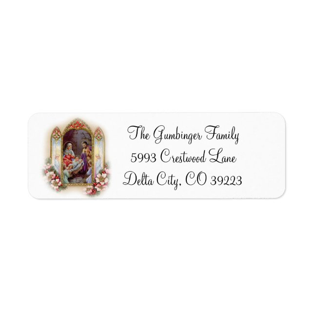 Etiqueta Natividad navidad Jesús María José (Frente)