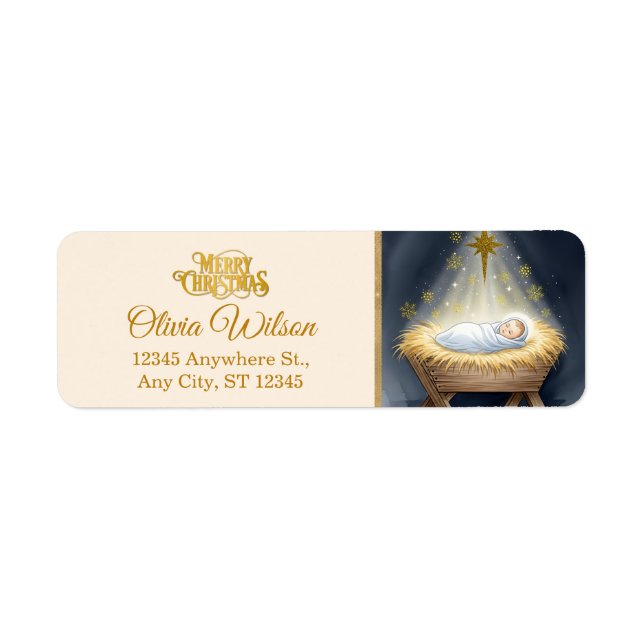 Etiqueta Nativity Scene "Merry Christmas" (Frente)