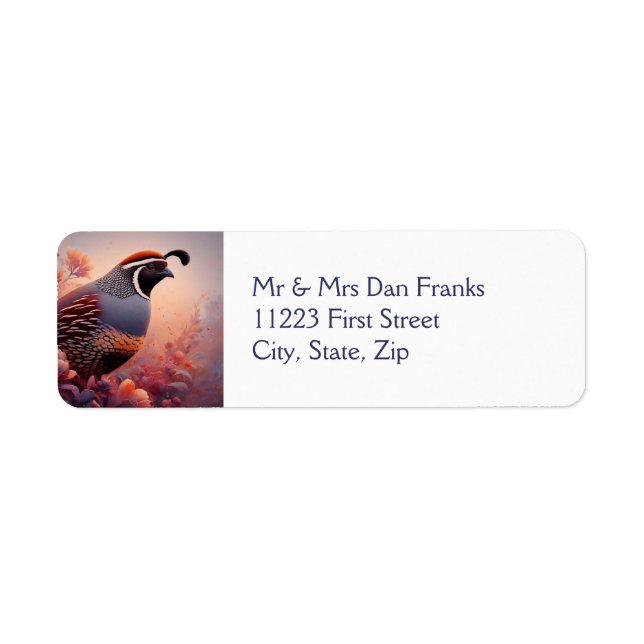 Etiqueta Naturaleza silvestre California Quail Bird (Frente)