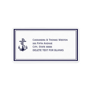 Etiqueta Nautical Anchor Navy Blu Framed 2LJ Dirección