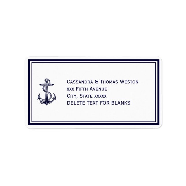 Etiqueta Nautical Anchor Navy Blu Framed 2LJ Dirección (Frente)
