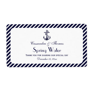 Etiqueta Nautical Anchor Navy Diag Stripe 2 BH Botella de A