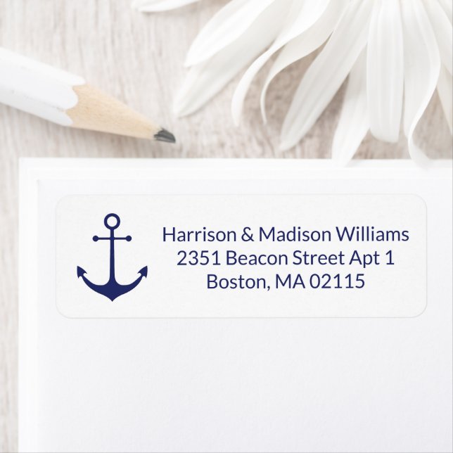 Etiqueta Nautical ancla azul marino dirección de retorno mo (In situ)