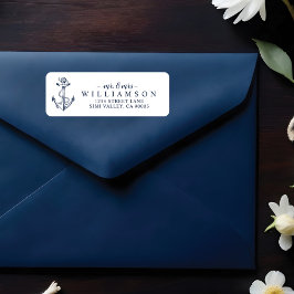 Etiqueta Nautical Boat Anchor & Rope Navy Sr. y Sra.