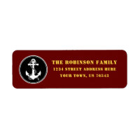 Nautical Bote Anchor Rope Black White Red Gold