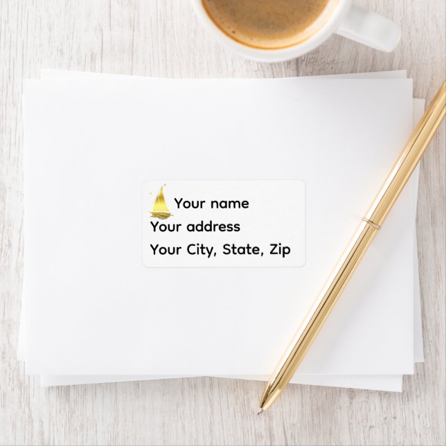 Etiqueta Nautical gold sailboat/ship/vessel silhouette  (In situ)