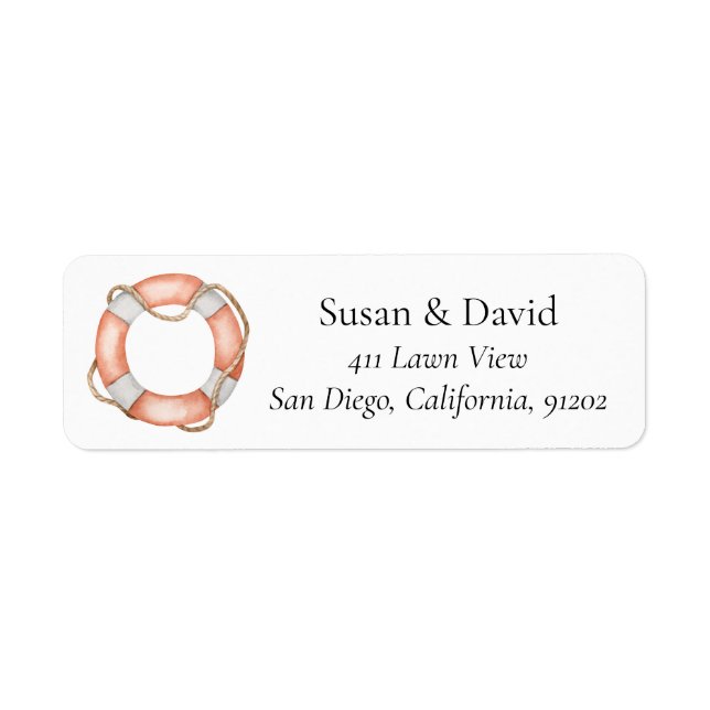 Etiqueta Nautical Lifebuoy Watercolor (Frente)