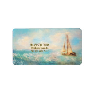 Etiqueta Nautical Sailboat Add Your Name Return Address