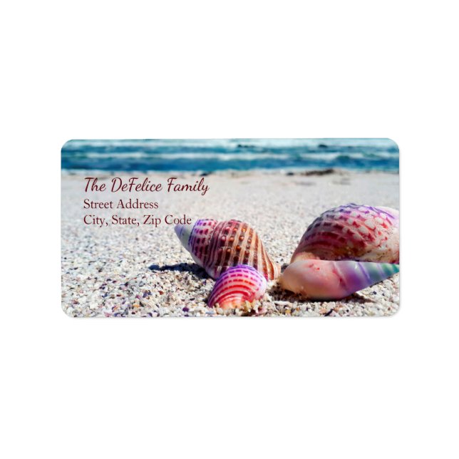 Etiqueta Nautical Seashells & Beach 3 - Plantilla (Frente)