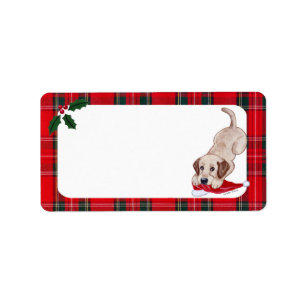Etiqueta Navidad amarillo del perrito de Labrador