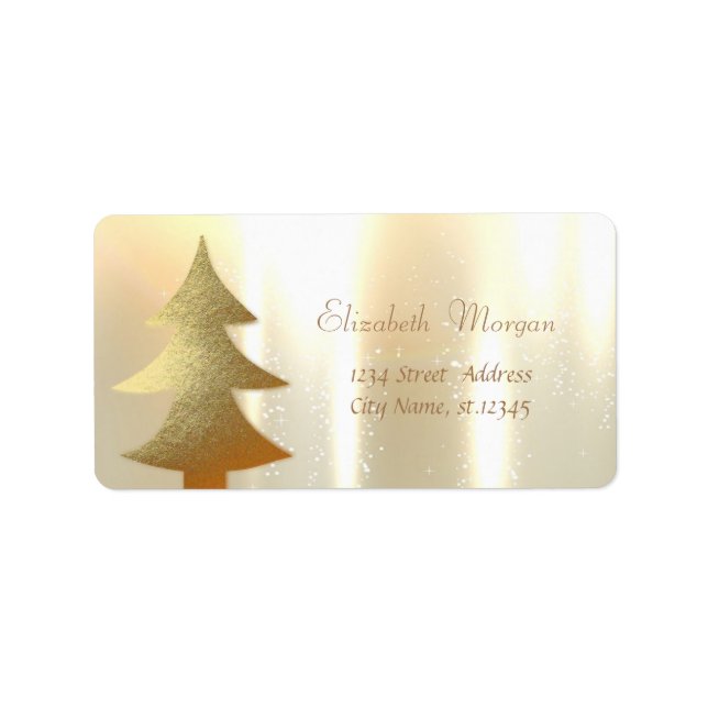 Etiqueta Navidad, árbol de Navidad dorado (Frente)