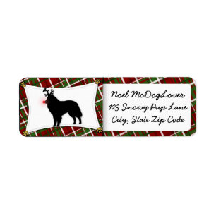 Etiqueta Navidad belga del reno del perro pastor