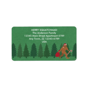Etiqueta Navidad Bigfoot Sasquatch de Santa Squatch