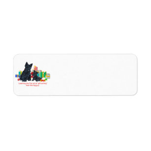 Etiqueta Navidad Black Scottie y cachorro