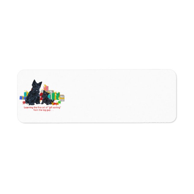 Etiqueta Navidad Black Scottie y cachorro (Frente)