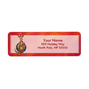 Etiqueta Navidad canguro en rojo