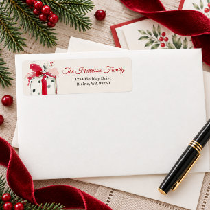 Etiqueta Navidad con lunares en acuarela