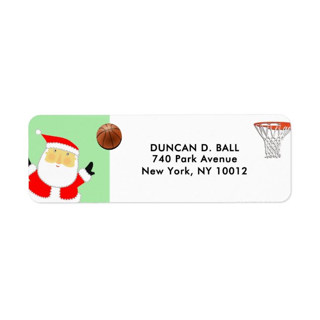 Etiqueta Navidad de baloncesto (Frente)