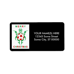 Etiqueta navidad de fútbol tribal