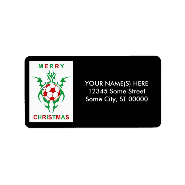 Etiqueta navidad de fútbol tribal (Frente)