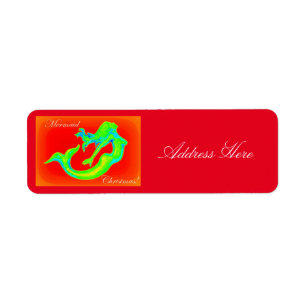 Etiqueta Navidad de la sirena rojo