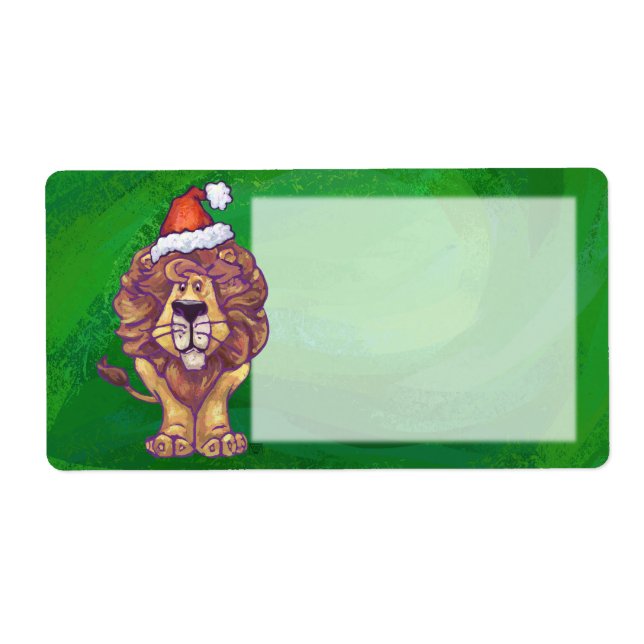 Etiqueta Navidad de León en Verde (Frente)
