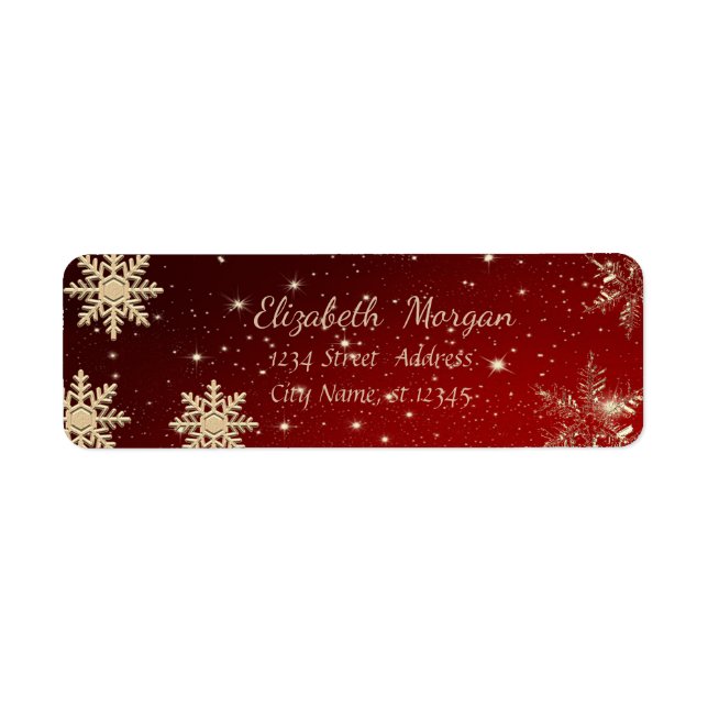 Etiqueta Navidad de moda,Copos de nieve,Rojo (Frente)