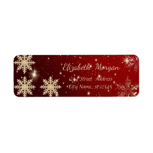 Etiqueta Navidad de moda,Copos de nieve,Rojo (Frente)