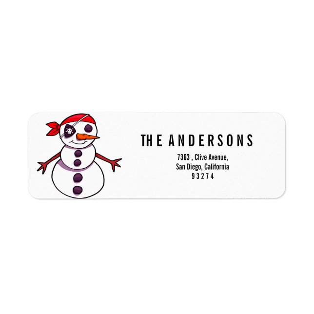 Etiqueta navidad de muñecos de nieve piratas (Frente)