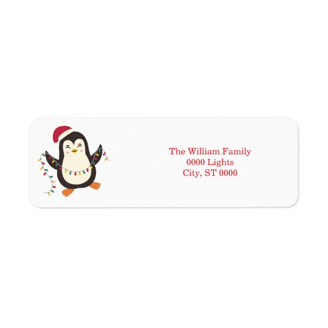 Etiqueta Navidad de pingüino  (Frente)