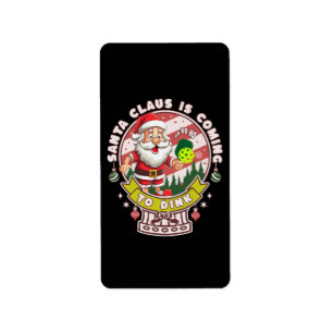 Etiqueta Navidad de Santa Pickleball, Santa Divertido
