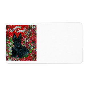 Etiqueta Navidad de Terrier del escocés