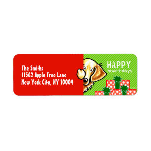 Etiqueta Navidad del peekaboo del golden retriever