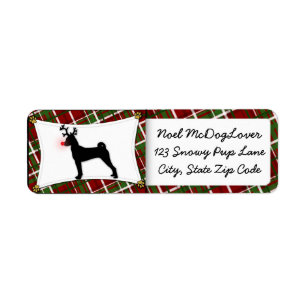 Etiqueta Navidad del reno de Basenji