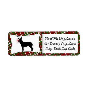Etiqueta Navidad del reno de Bullmastiff