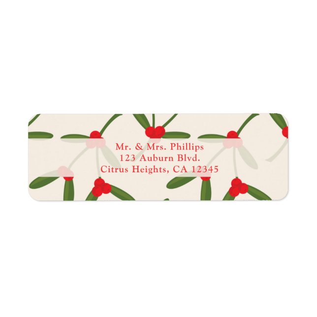 Etiqueta Navidad elegante bayas de invierno Fiesta (Frente)