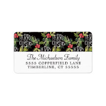 Navidad | Feliz Navidad - Holly Black Pattern