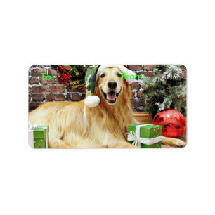Etiqueta Navidad - golden retriever - Conor