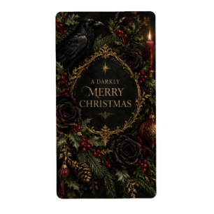 Etiqueta Navidad gótica, diseño victoriano romántico oscuro