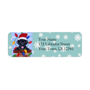 Etiqueta Navidad negro del labrador retriever