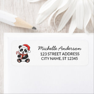 Etiqueta Navidad personalizada Feliz oso panda lindo      